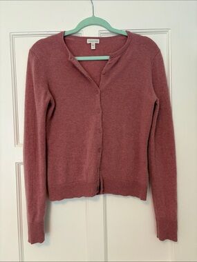 Garnet Hill Rose Pink Cashmere Blend Button Cardigan